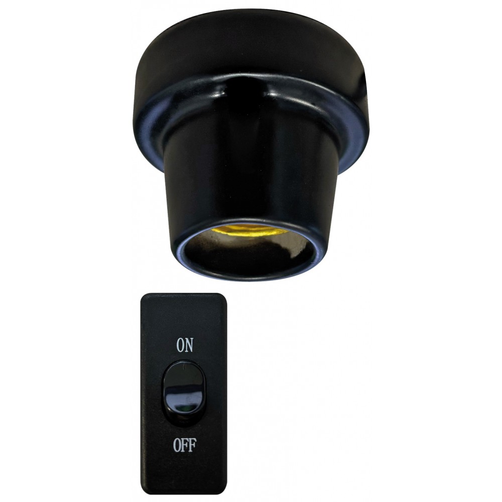 Douille céramique à visser ceramique noire E27 - Repto