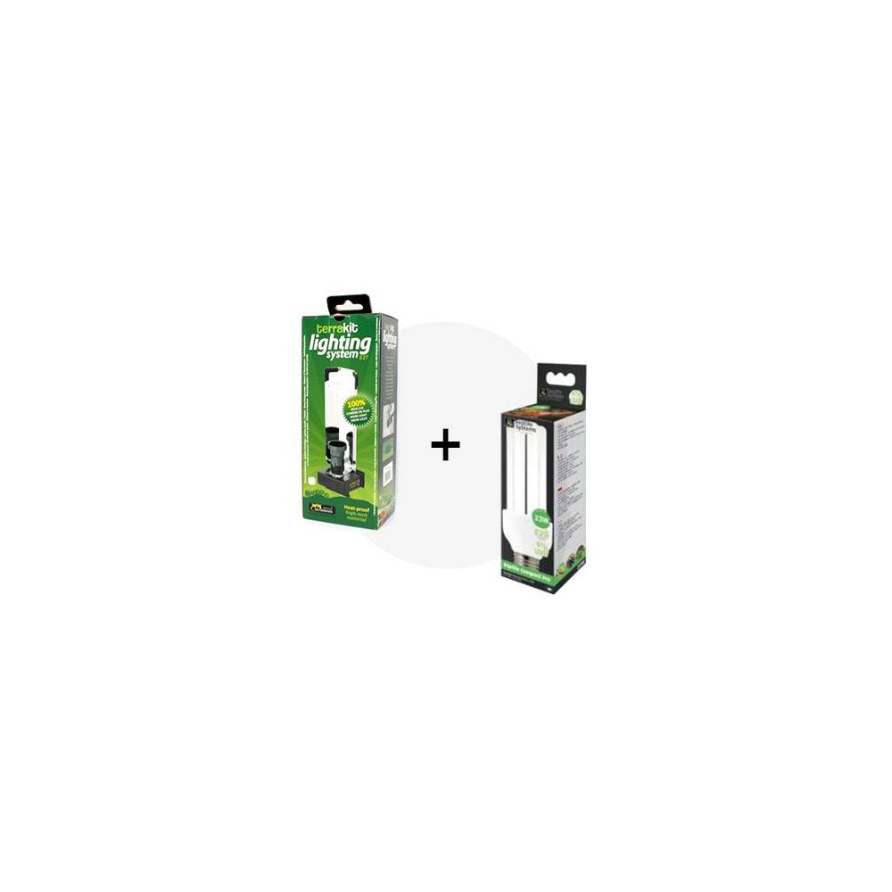 Lot UVB : Ampoule compacte à économie d'énergie + porte-lampe Lot UVB : Ampoule compacte à économie d'énergie + porte-lampe