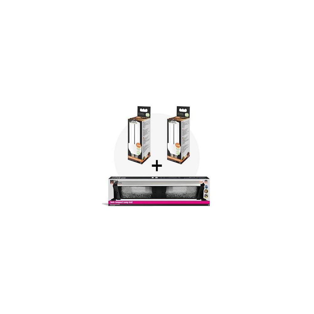 Lot UVB: Lampe UVB 12% + rampe 60cm double à réflecteur nid d'abeille Lot UVB: Lampe UVB 12% + rampe 60cm double à réflecteur nid d'abeille